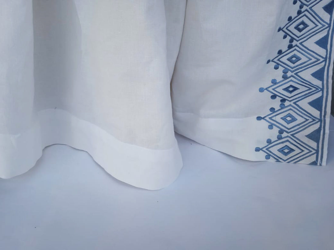 Blue Moroccan Embroidery Curtain Panels