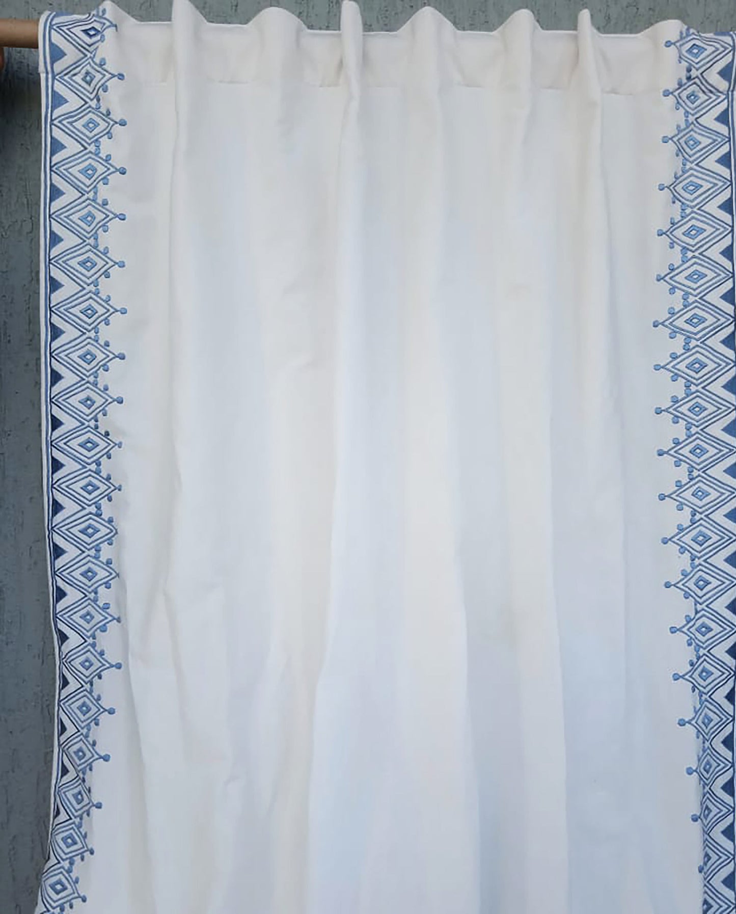 Blue Moroccan Embroidery Curtain Panels