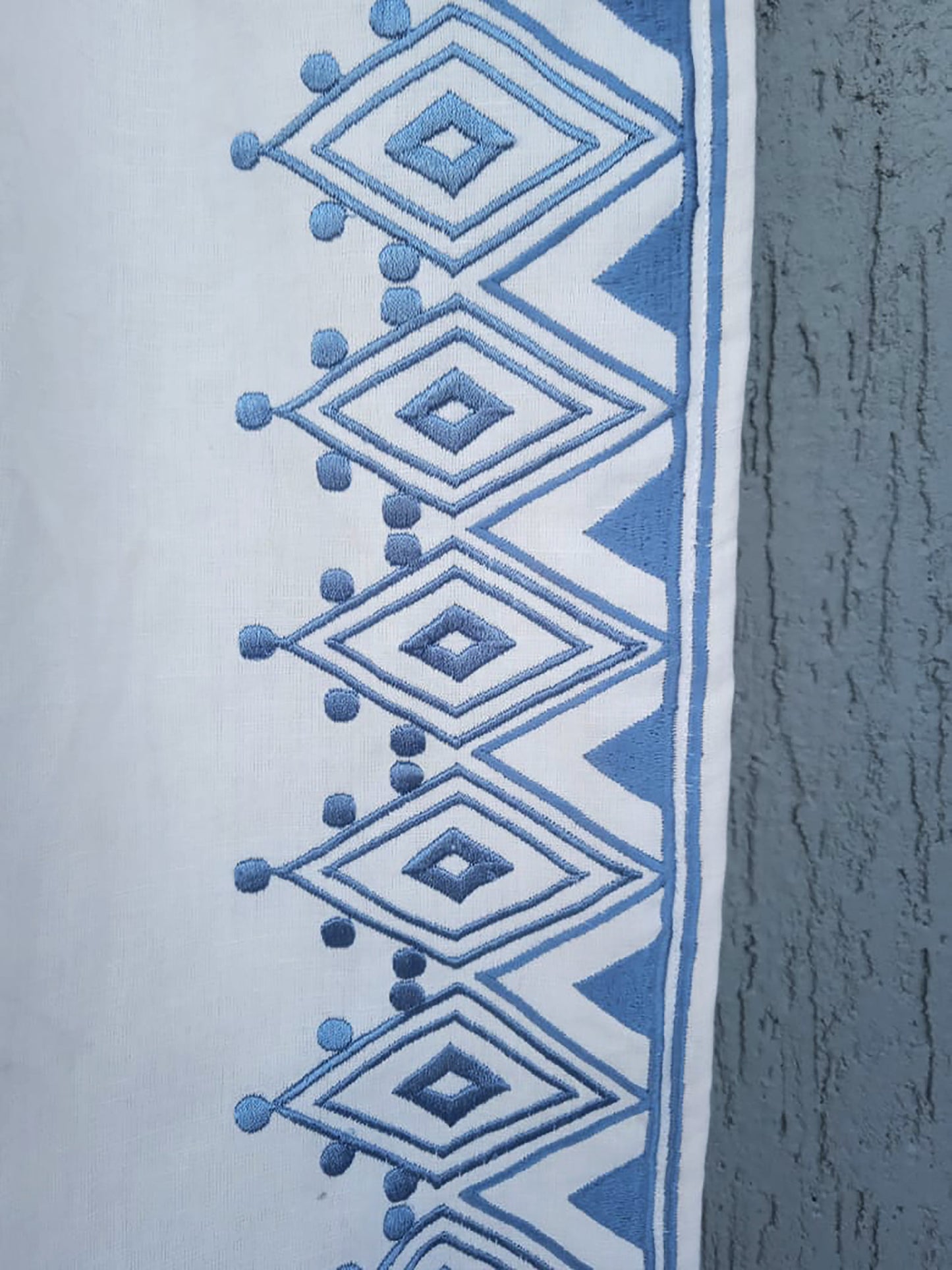 Blue Moroccan Embroidery Curtain Panels