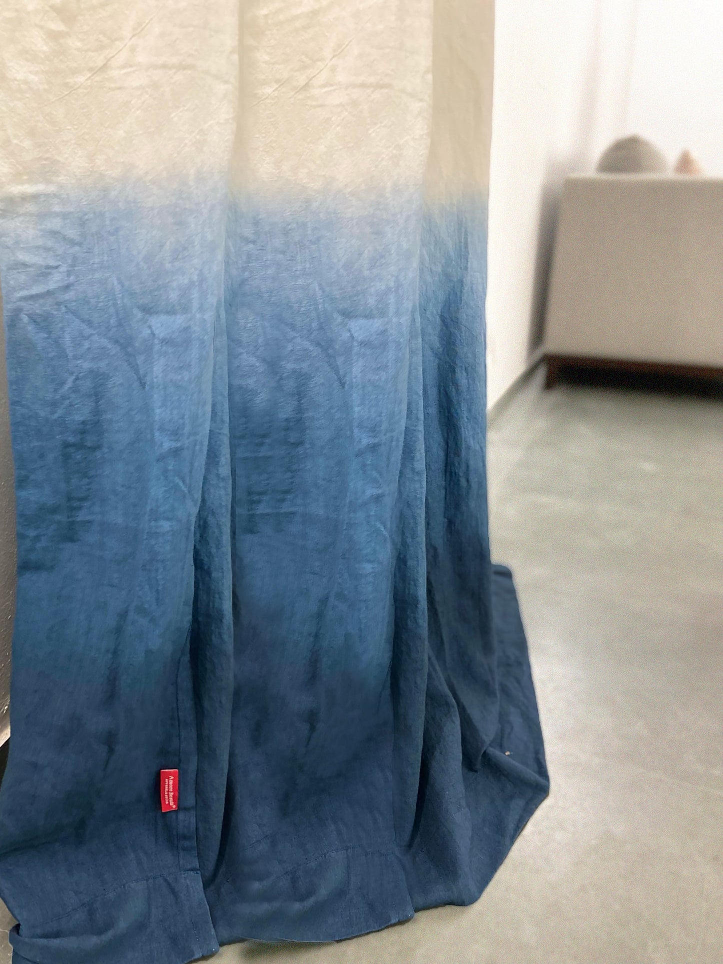 Blue Ombre Linen Curtain