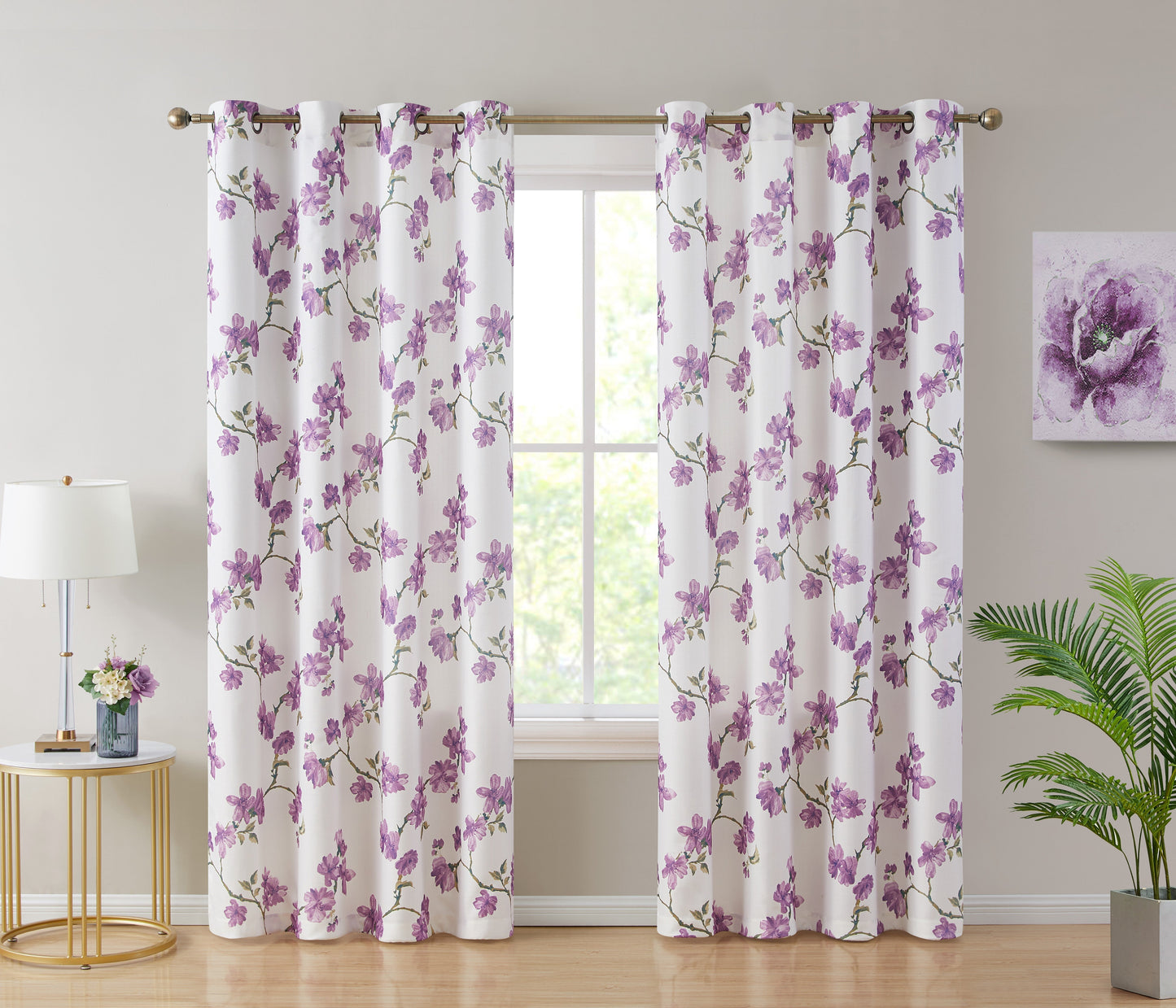 Jade Floral Textured Sheer Grommet Curtain Panels