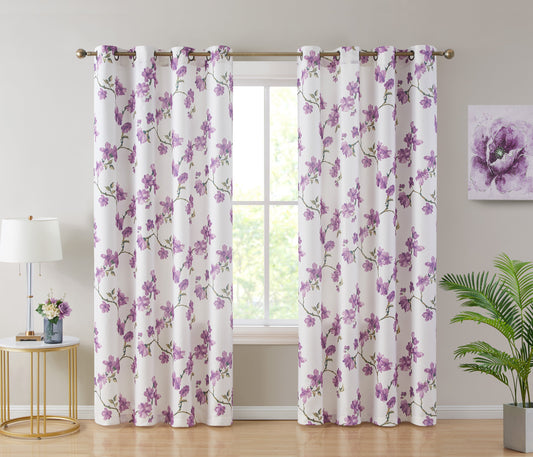 Jade Floral Textured Sheer Grommet Curtain Panels