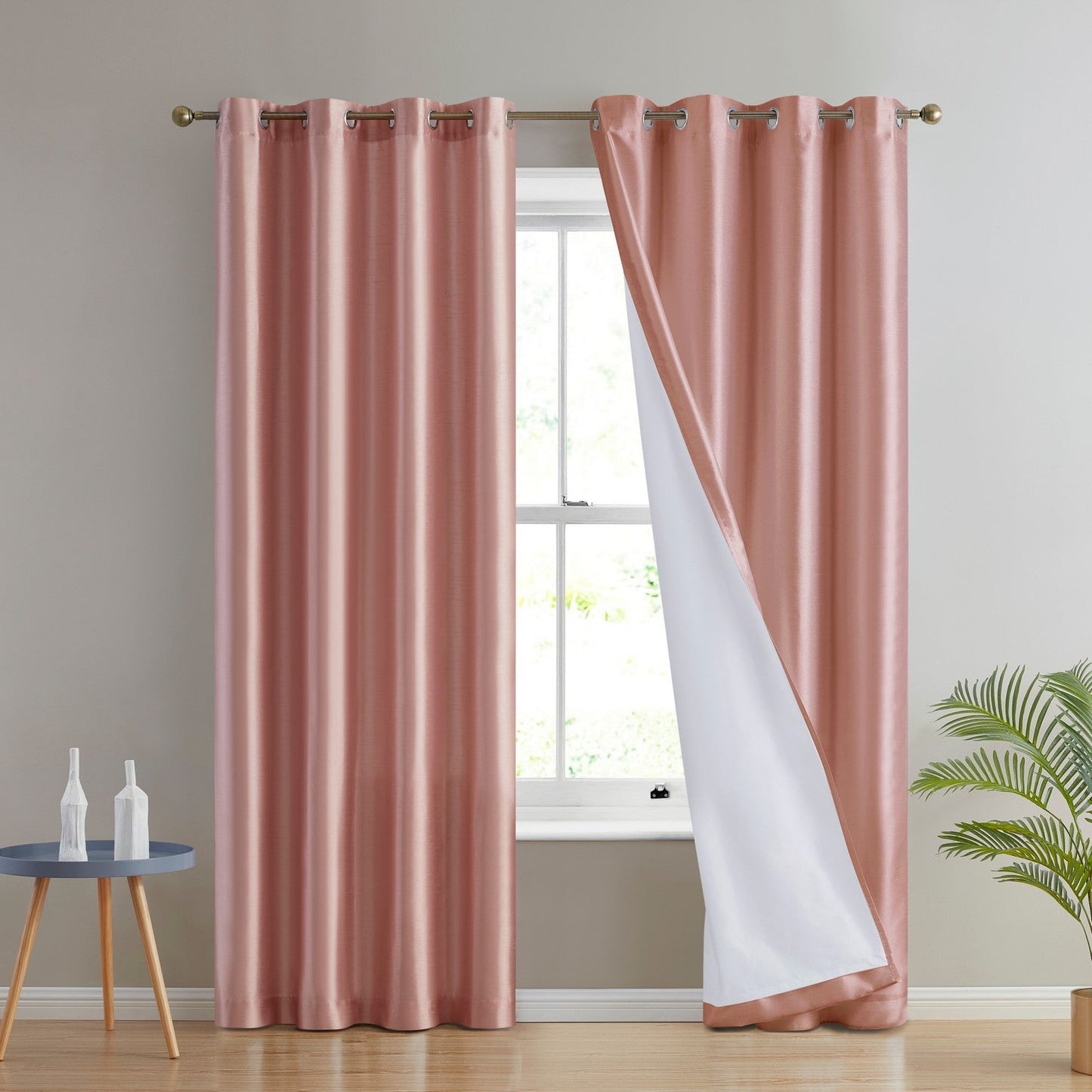 Jefferson Faux Silk Grommet Curtain Panels