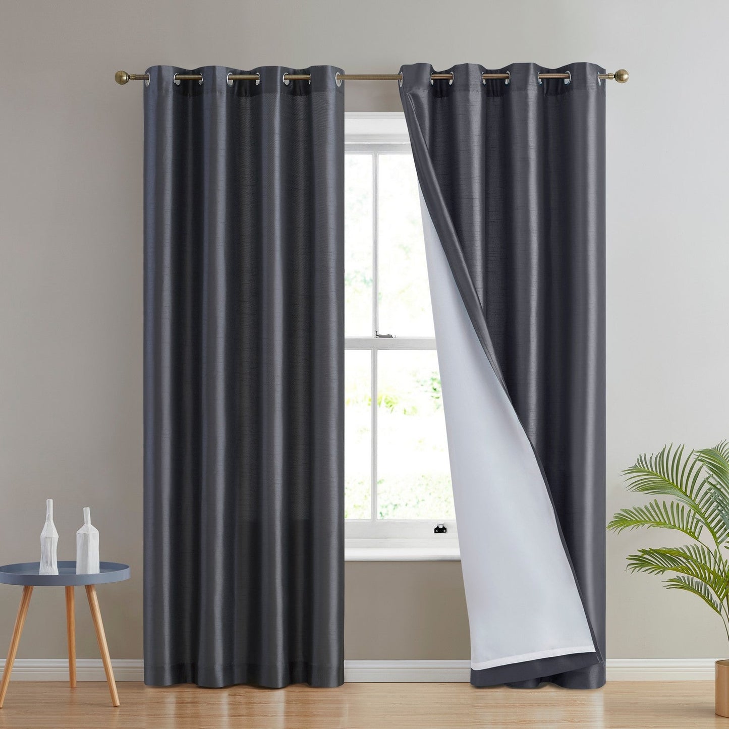 Jefferson Faux Silk Grommet Curtain Panels