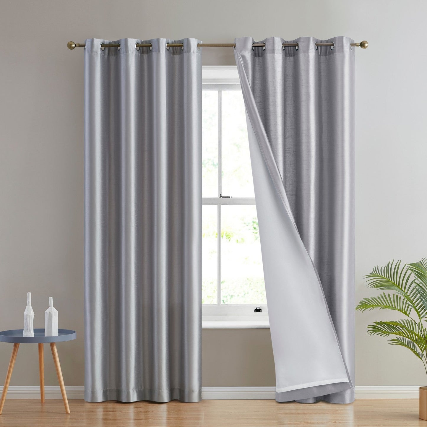 Jefferson Faux Silk Grommet Curtain Panels