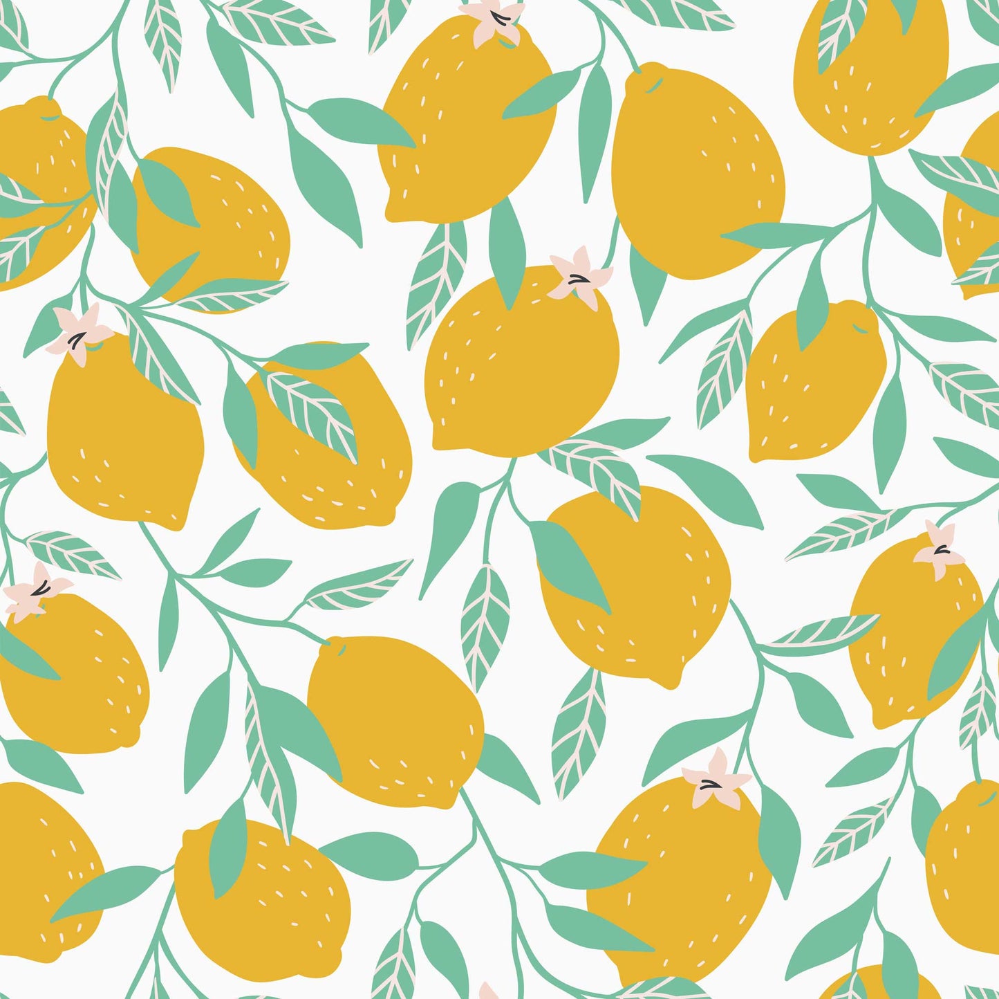 Freshly Squeezed Wallpaper in Lemon Yellow and Aquamarine