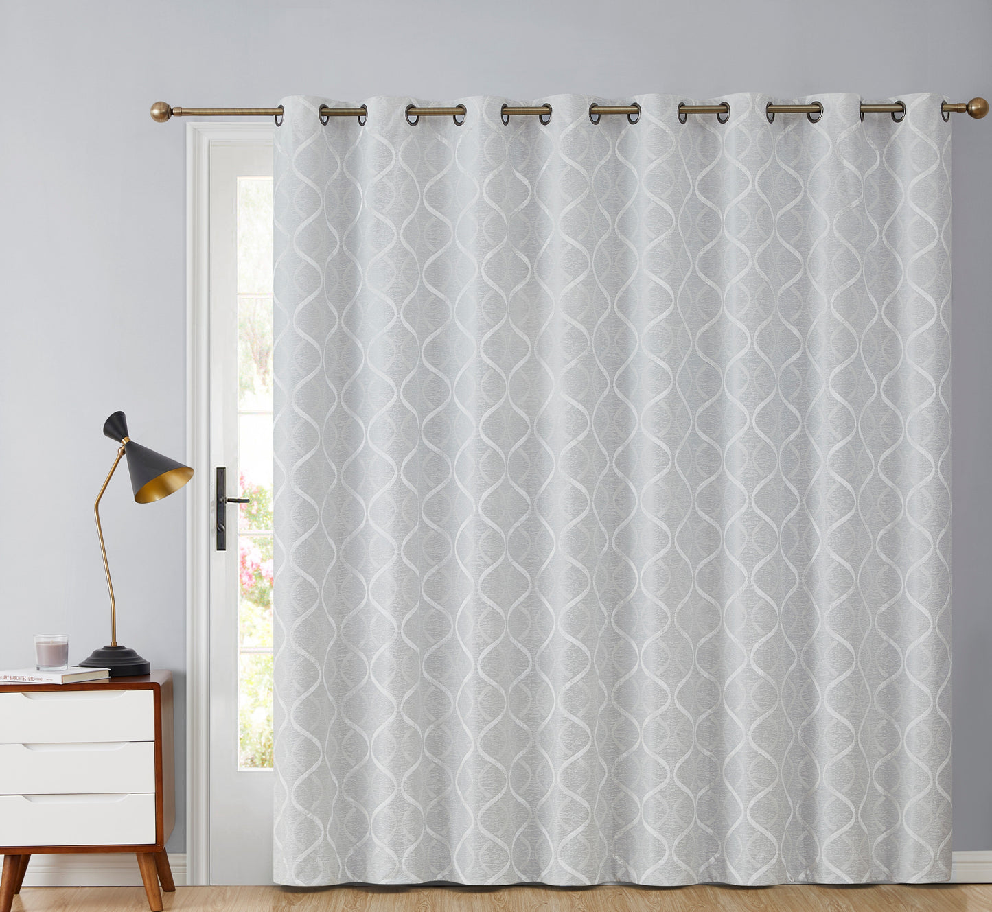 Lattice Flocked 100% Blackout Grommet Patio Door Panel