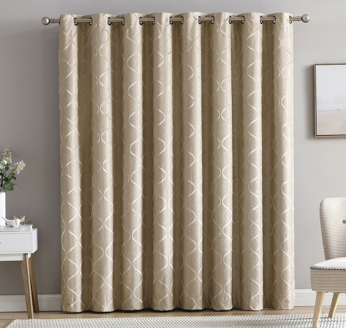 Lattice Flocked 100% Blackout Grommet Patio Door Panel