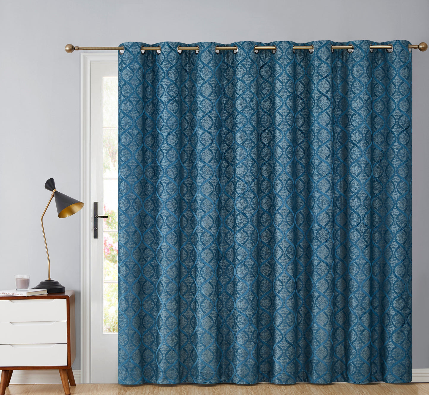 Lattice Flocked 100% Blackout Grommet Patio Door Panel