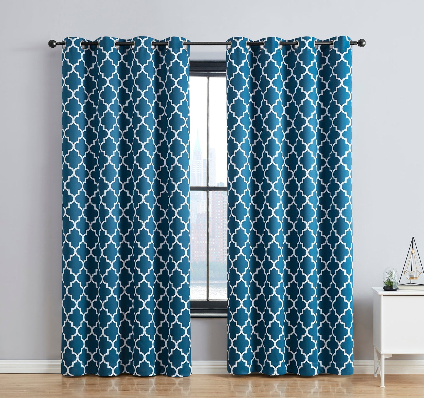 Lattice Print Room Darkening Grommet Curtain Panels