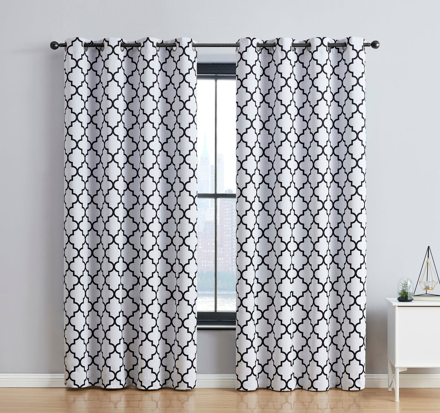 Lattice Print Room Darkening Grommet Curtain Panels