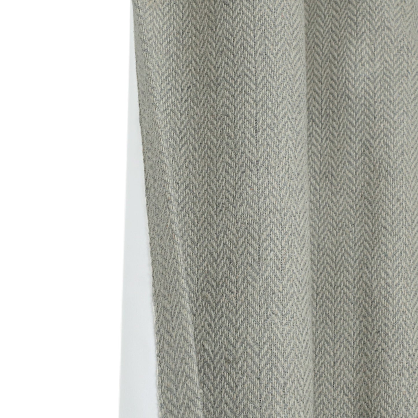 Light Grey Chevron Wool Curtains with Leather Tabs