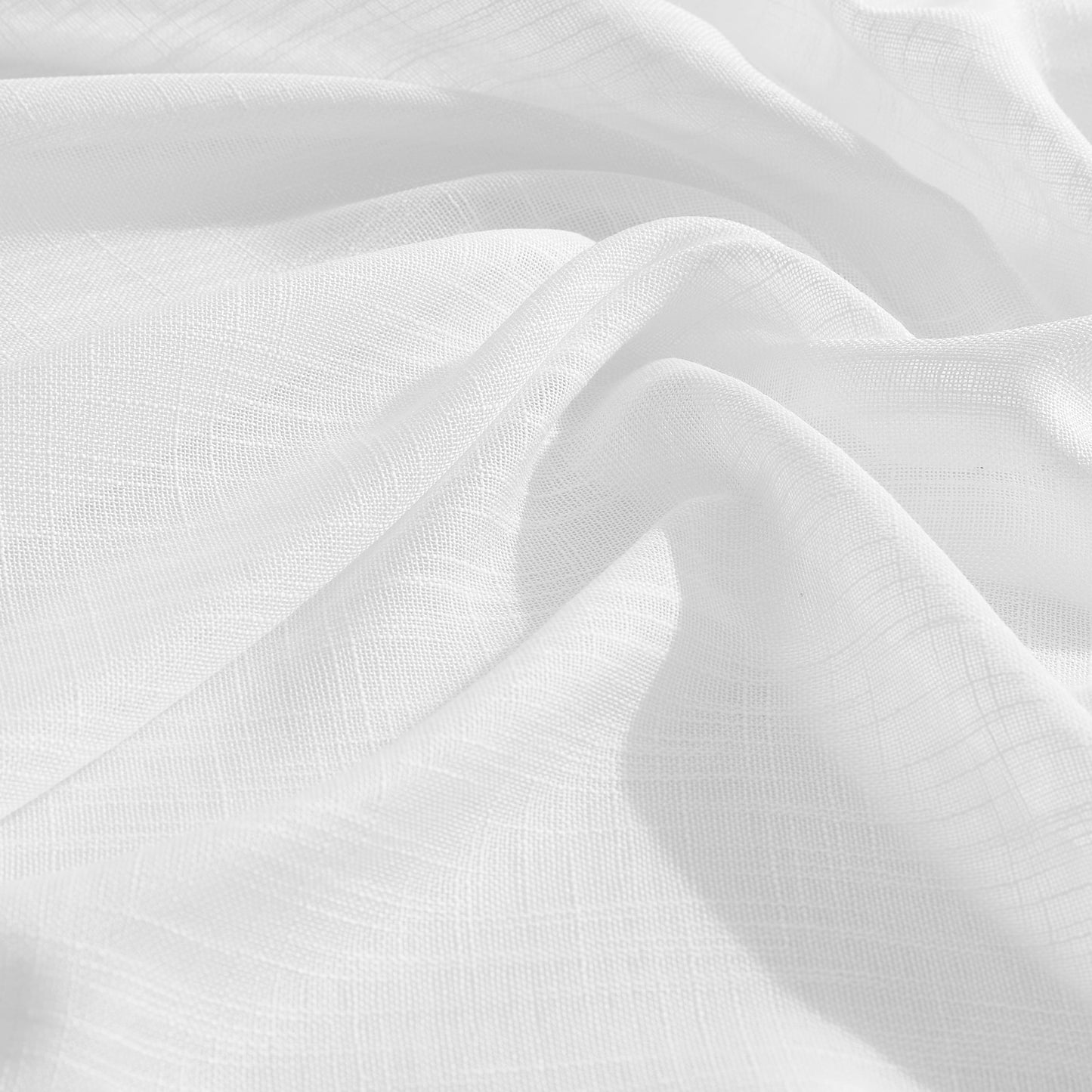 Linda Faux Linen Textured Sheer Rod Pocket Curtain Panels