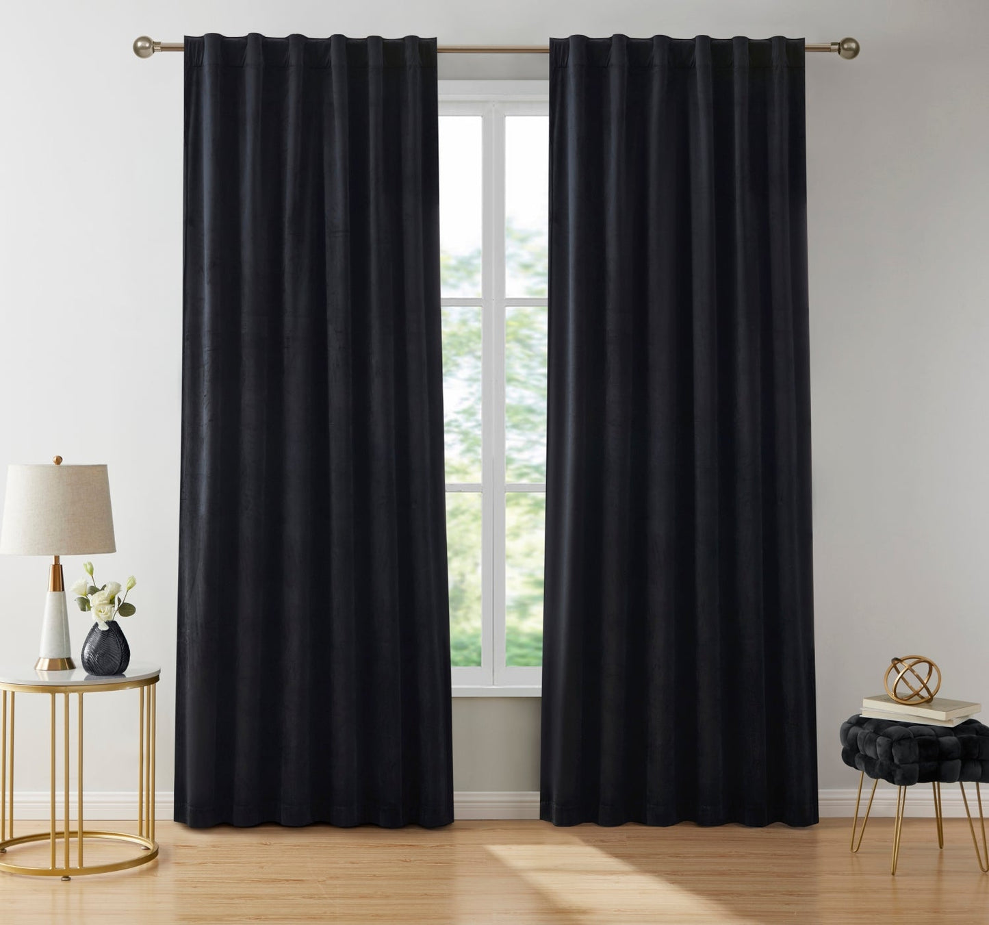 Lopez Velvet Back Tab Rod Pocket Curtain Panels