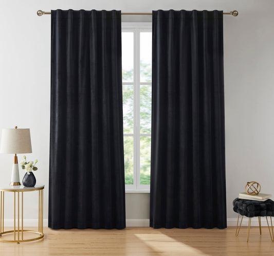 Lopez Velvet Back Tab Rod Pocket Curtain Panels