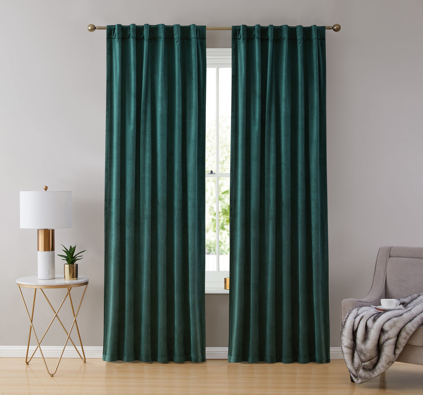 Lopez Velvet Back Tab Rod Pocket Curtain Panels