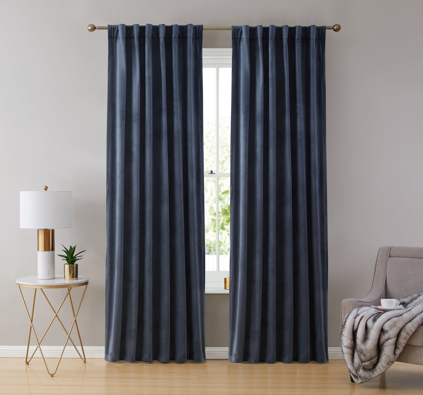 Lopez Velvet Back Tab Rod Pocket Curtain Panels