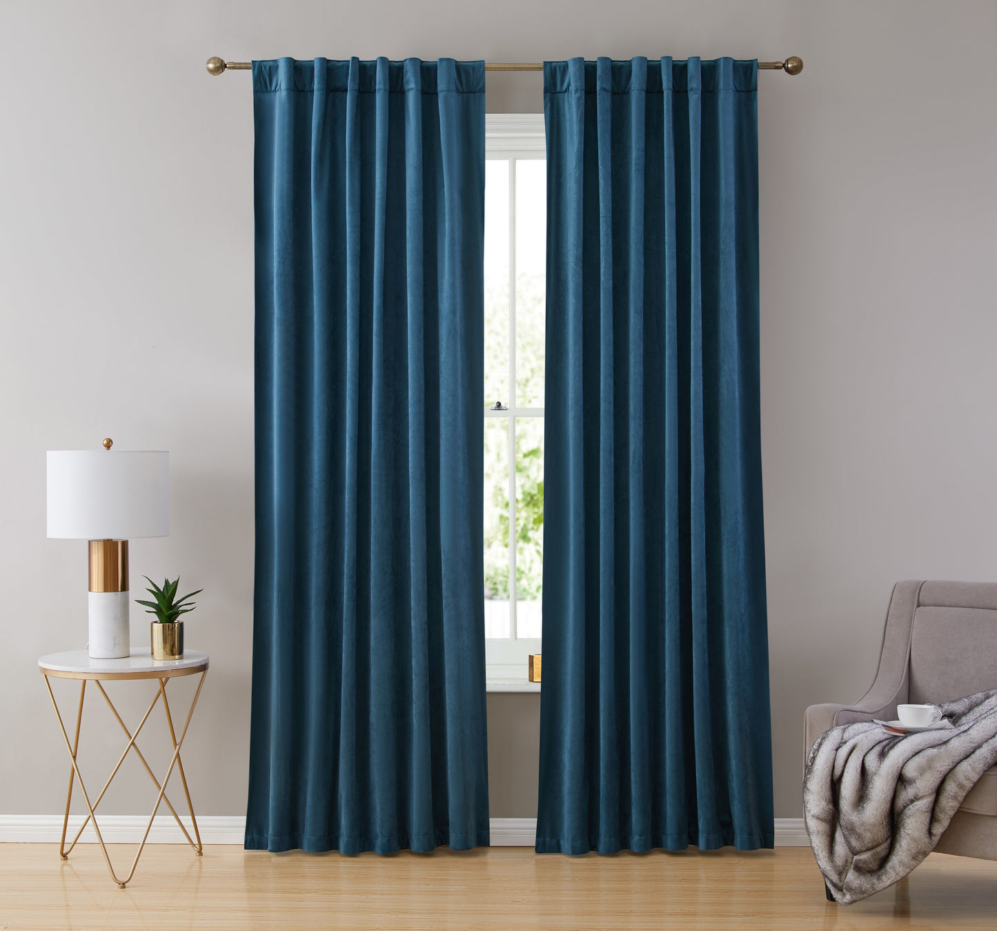 Lopez Velvet Back Tab Rod Pocket Curtain Panels