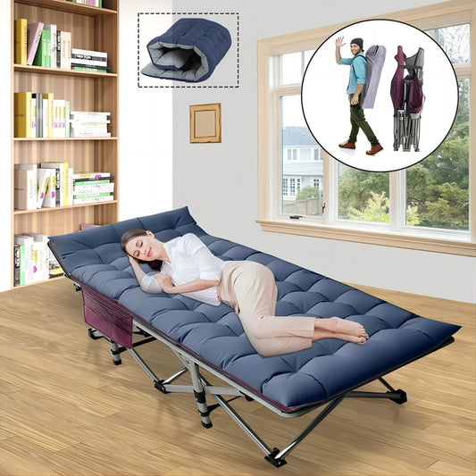 MOPHOTO Adult Camping Cot , Fold up Bed, Military Style Cot for Hiking Travel, Pearl Cotton Pad&Carrying Bag