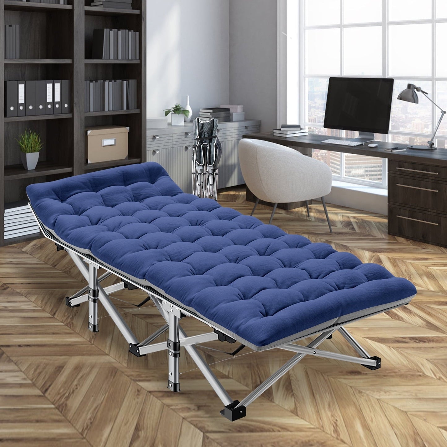 MOPHOTO Adult Wide Folding Camping Cot Portable Outdoor Military Sleeping Bed, 75'¡Á 28' Folding Cot with Mattress