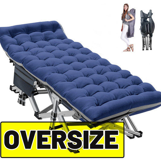 MOPHOTO Oversized Camping Cot for Adults, 78' Portable Folding Bed Rollaway Guest Bed with Pearl Mattress & Carry Bag, Double Layer Oxford Strong Sleeping Cots, XXL Heavy Duty Cot Support 900 bls