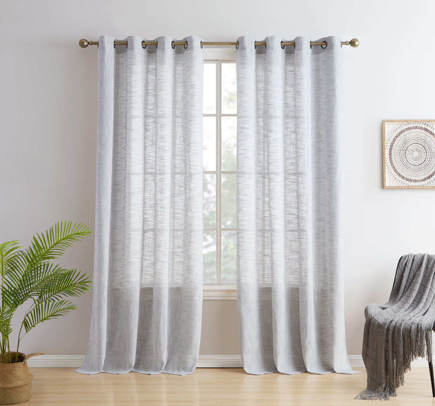 Madison Faux Linen Sheer Grommet Curtain Panels