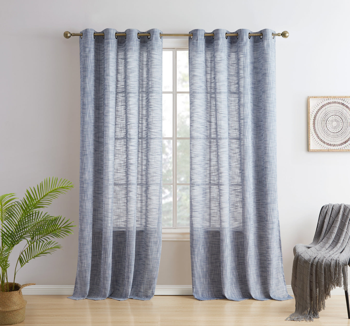 Madison Faux Linen Sheer Grommet Curtain Panels