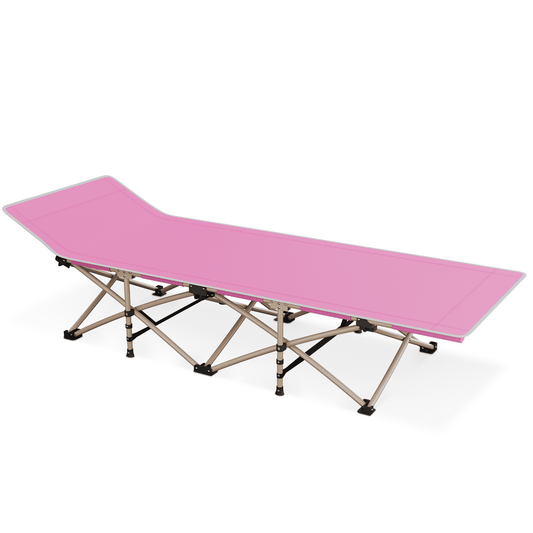 Magshion Camper Folding Camping Cot, Portable Sleeping Cot Durable Lightweight Outdoor Bed with Carry Bag, 360lbs Capacity, Pink