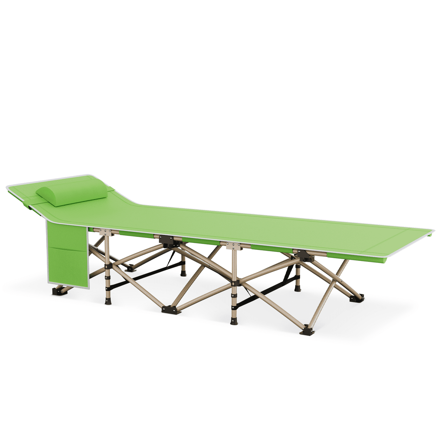Magshion Camping Cot, Sleeping Bed with Side Pocket for Adults Portable Folding Bed for Sleeping with Carry Bag and Pillow, Green