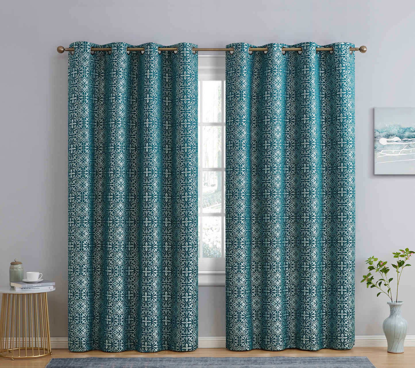 Mia Moroccan Tile 100% Blackout Grommet Curtain Panels