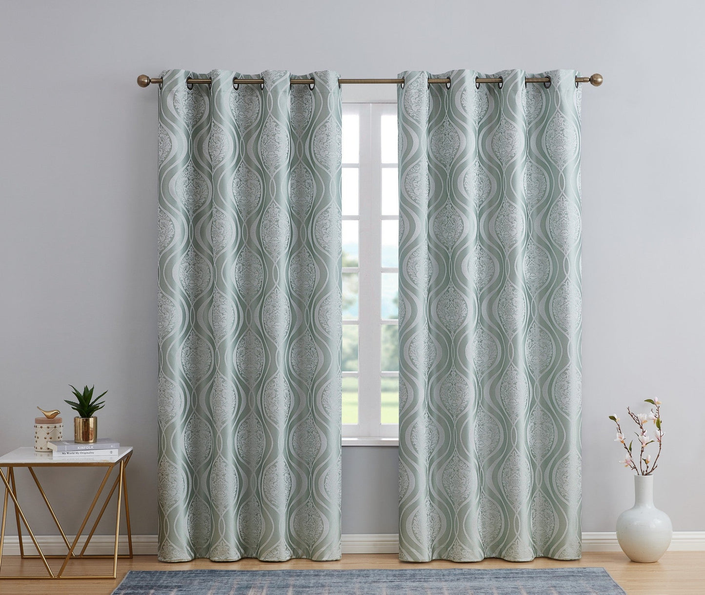 Montero Damask 100% Blackout Grommet Curtain Panels