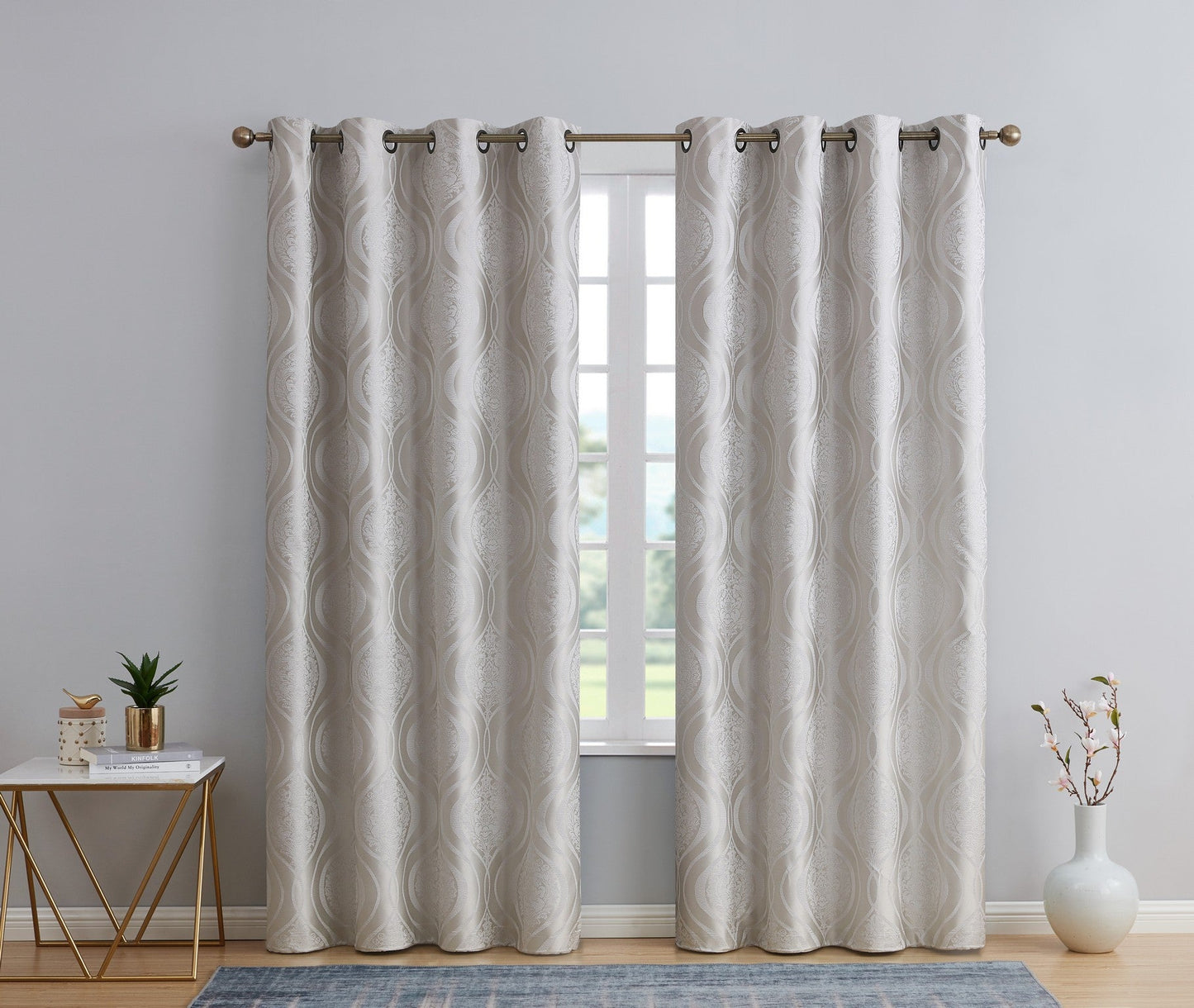 Montero Damask 100% Blackout Grommet Curtain Panels