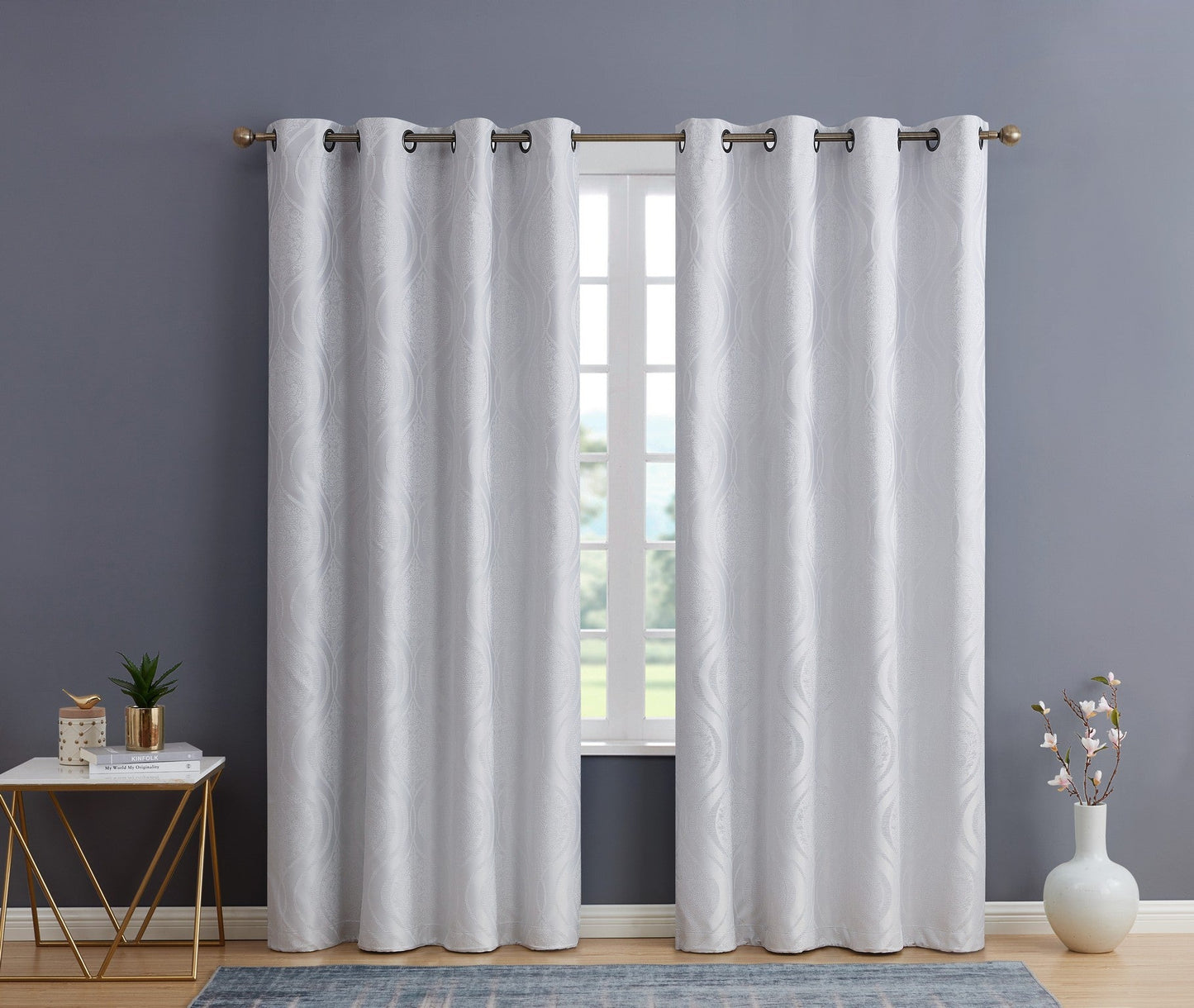 Montero Damask 100% Blackout Grommet Curtain Panels