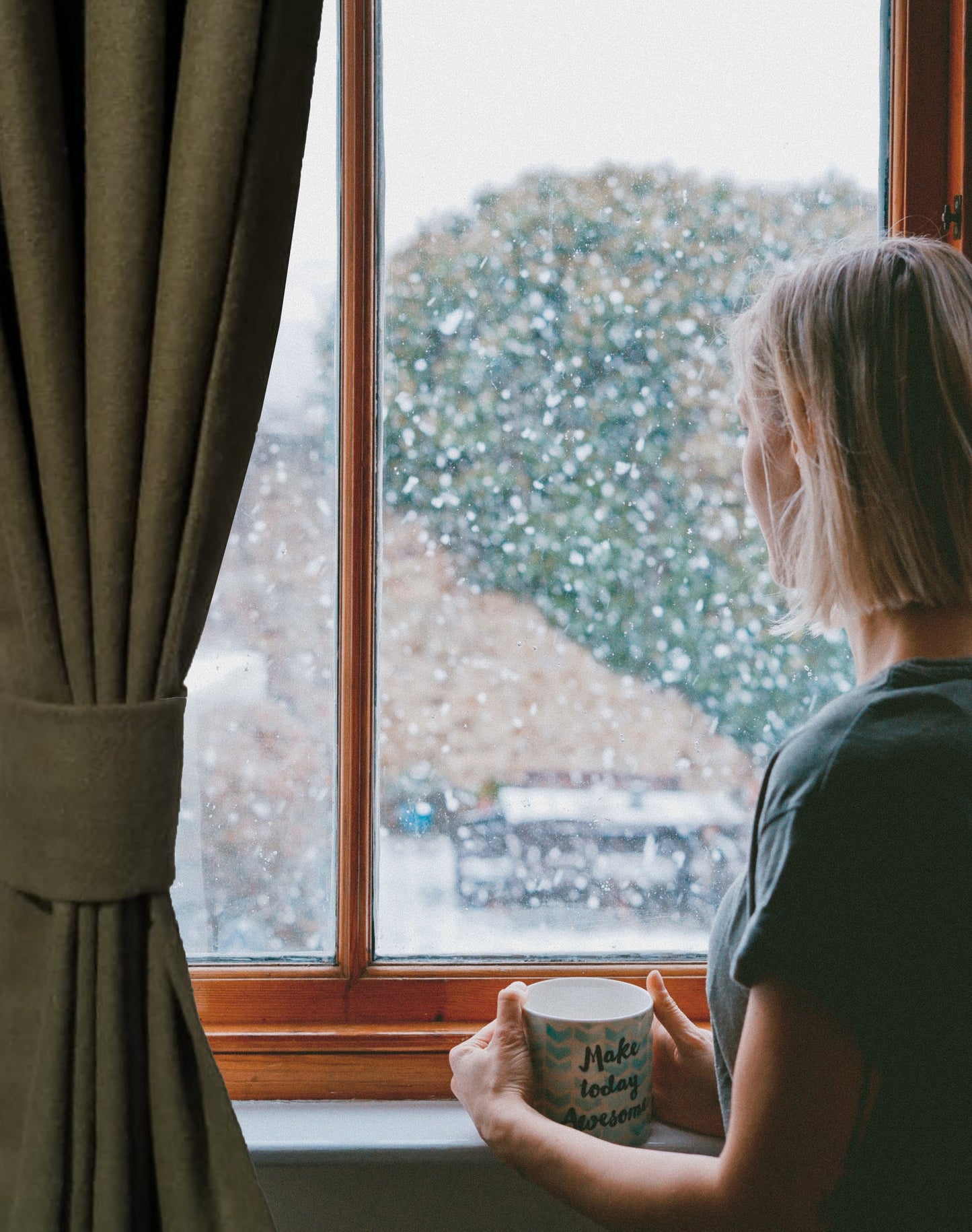 Wool Felt Curtains With Leather Tab and Snap Button Closure