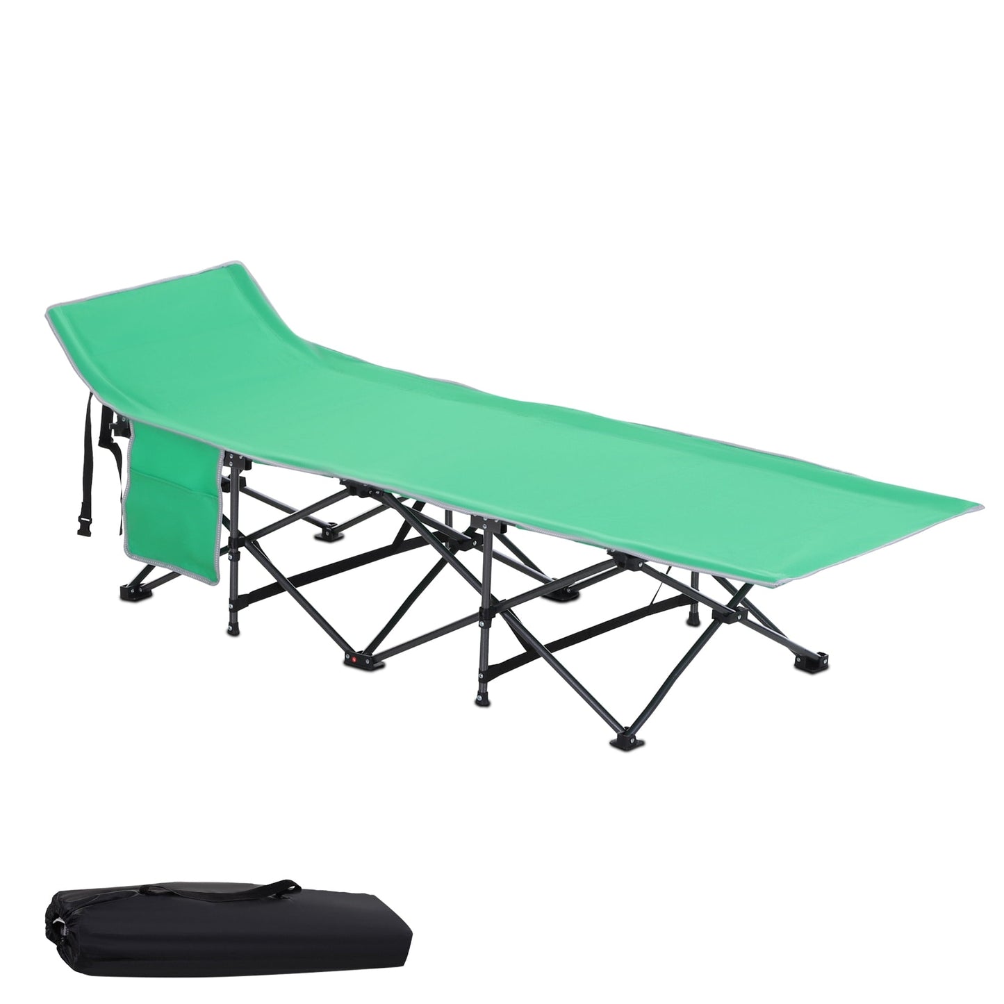 Outsunny Single Person Wide Folding Camping Cot Outdoor Bed w/ Carry Bag