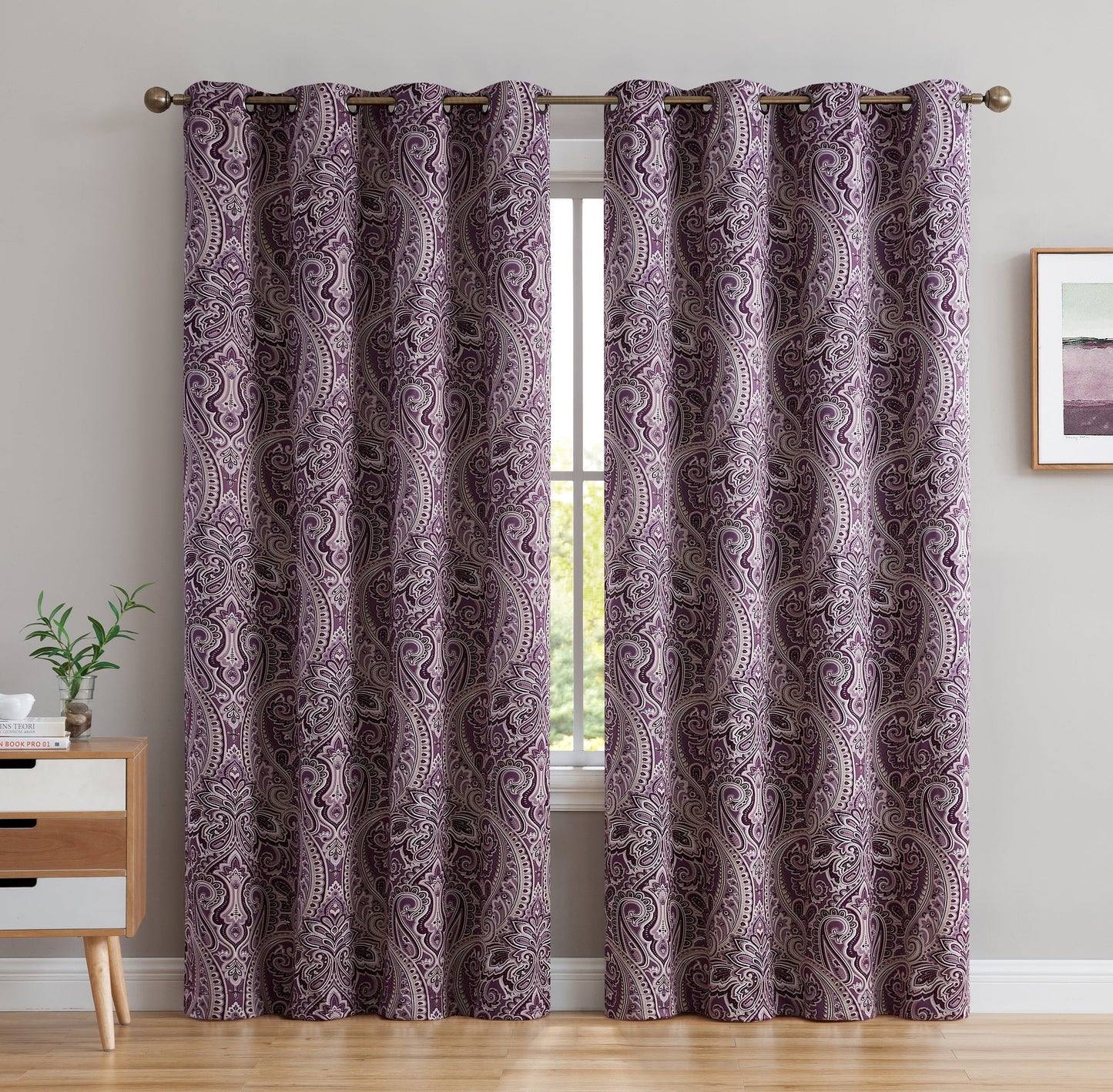 Paris Paisley Room Darkening Grommet Curtain Panels