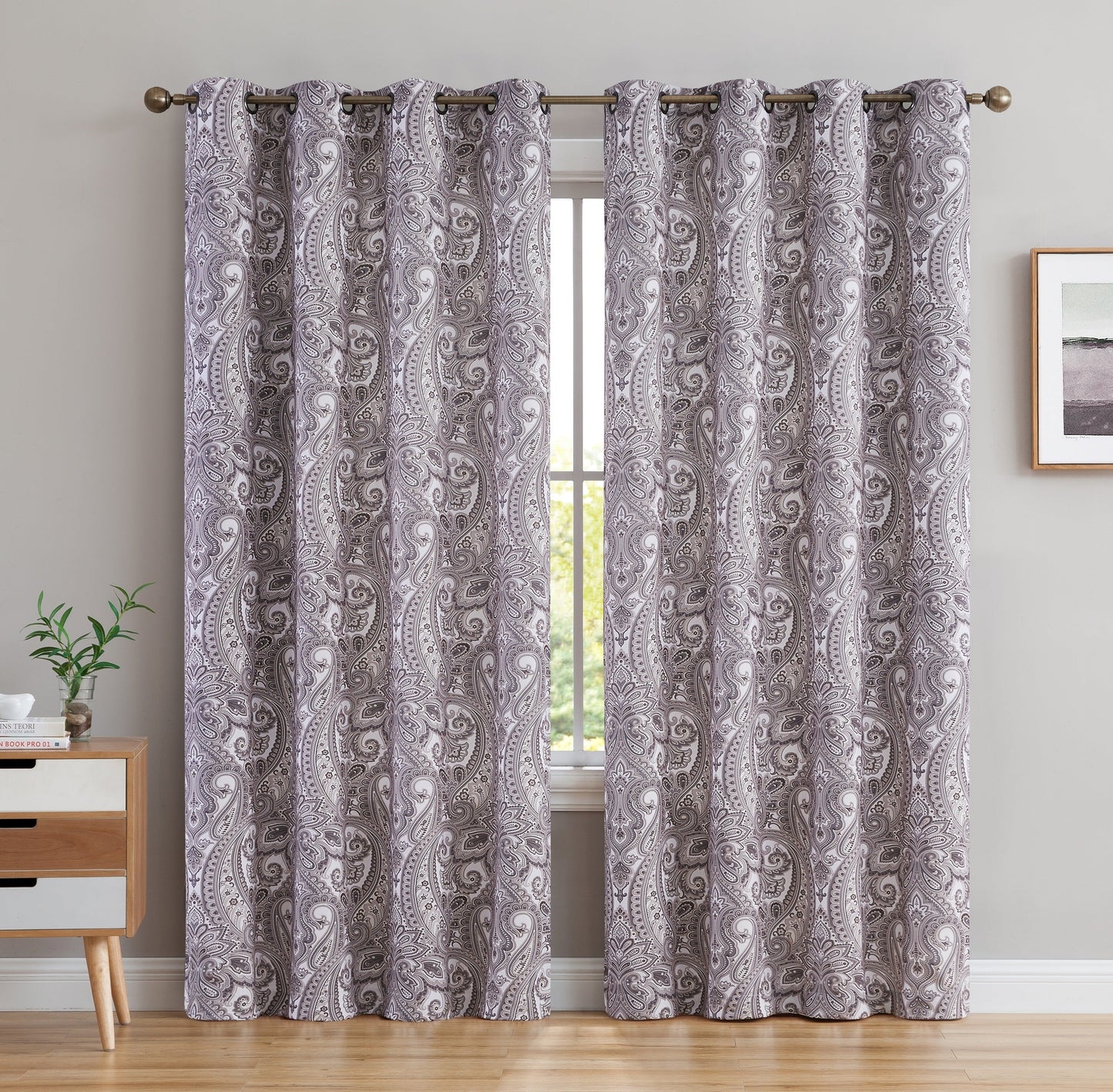 Paris Paisley Room Darkening Grommet Curtain Panels