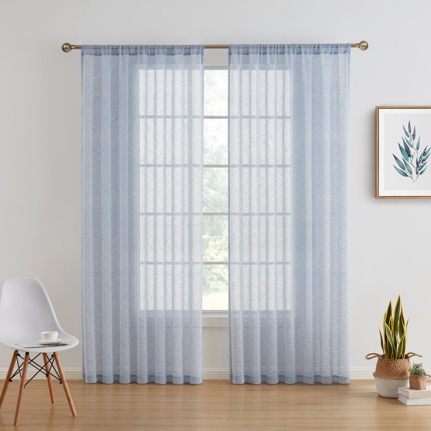 Penelope Faux Linen Sheer Curtain Panels