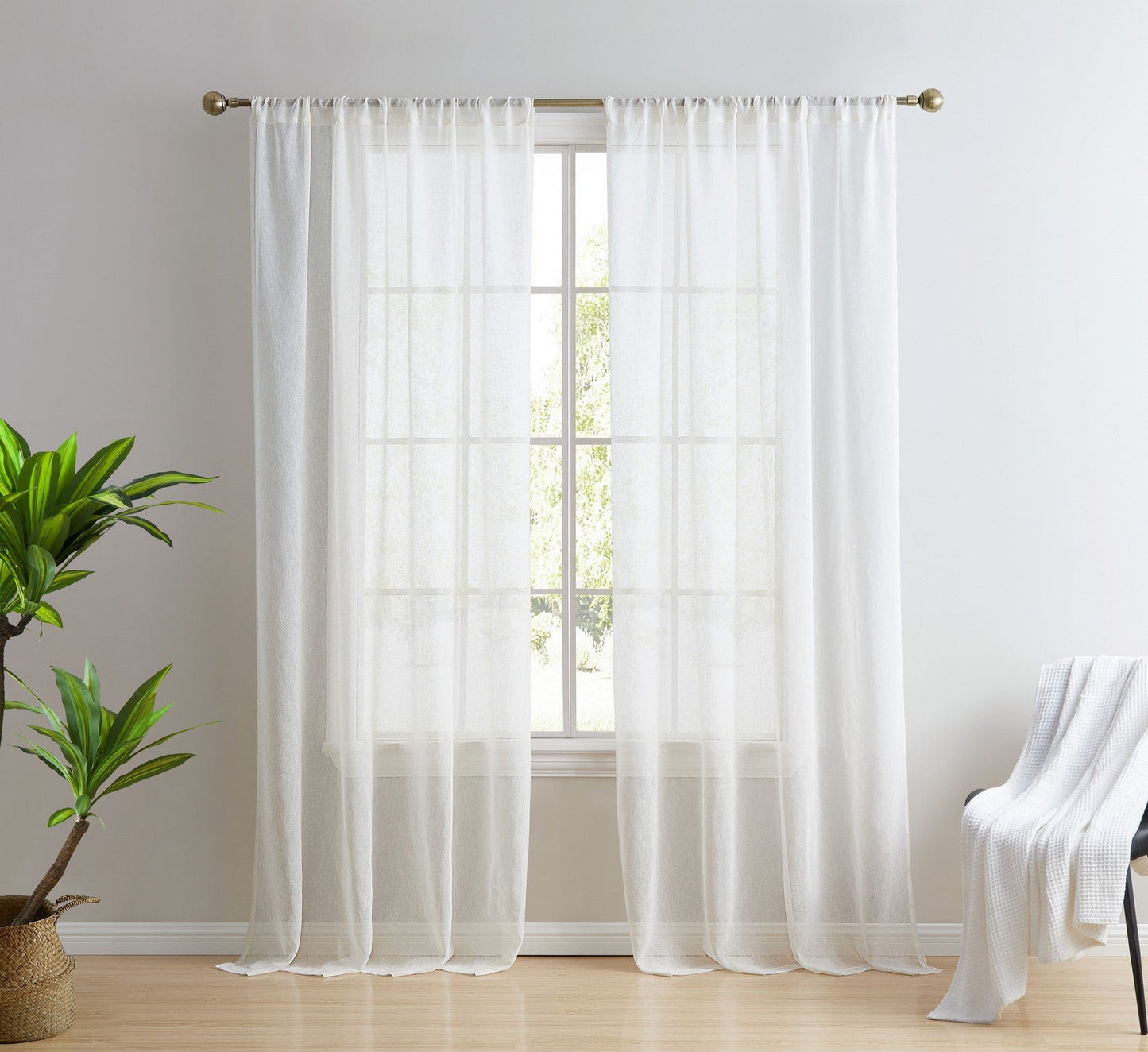 Penelope Faux Linen Sheer Curtain Panels