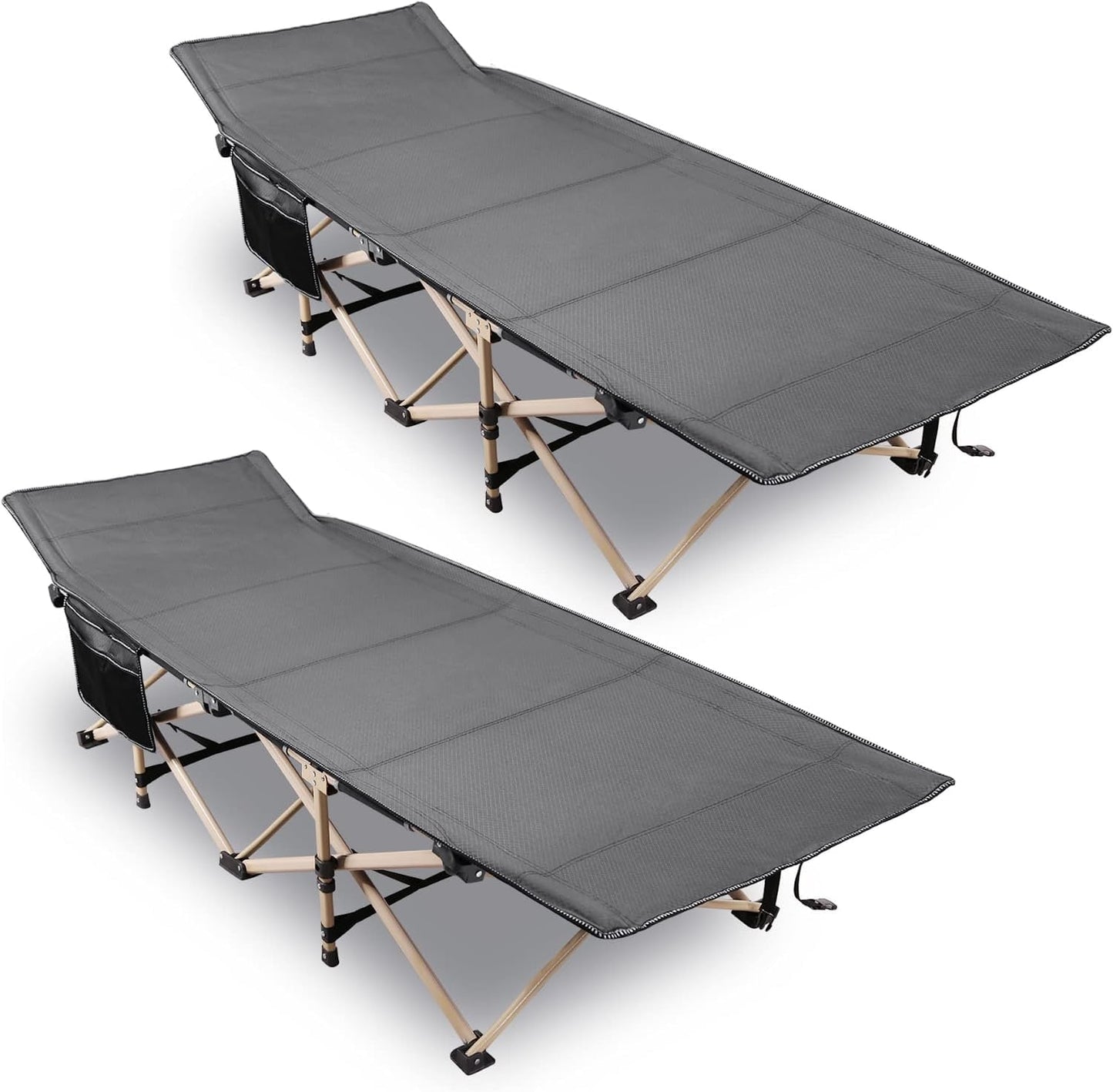 REDCAMP 2 Pack Folding Camping Cots for Adults, 28' Extra Wide Sturdy Portable Sleeping Cot for Camp Office Use, Grey