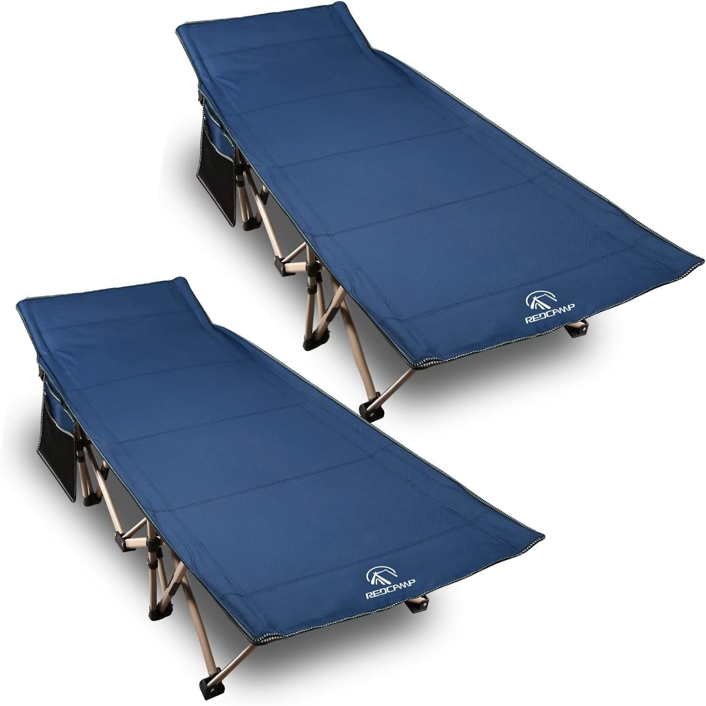 REDCAMP 2 Pack Folding Camping Cots for Adults 500lbs, Double Layer Oxford Heavy Duty Wide Sleeping Cots for Camp Office Use£¬Blue