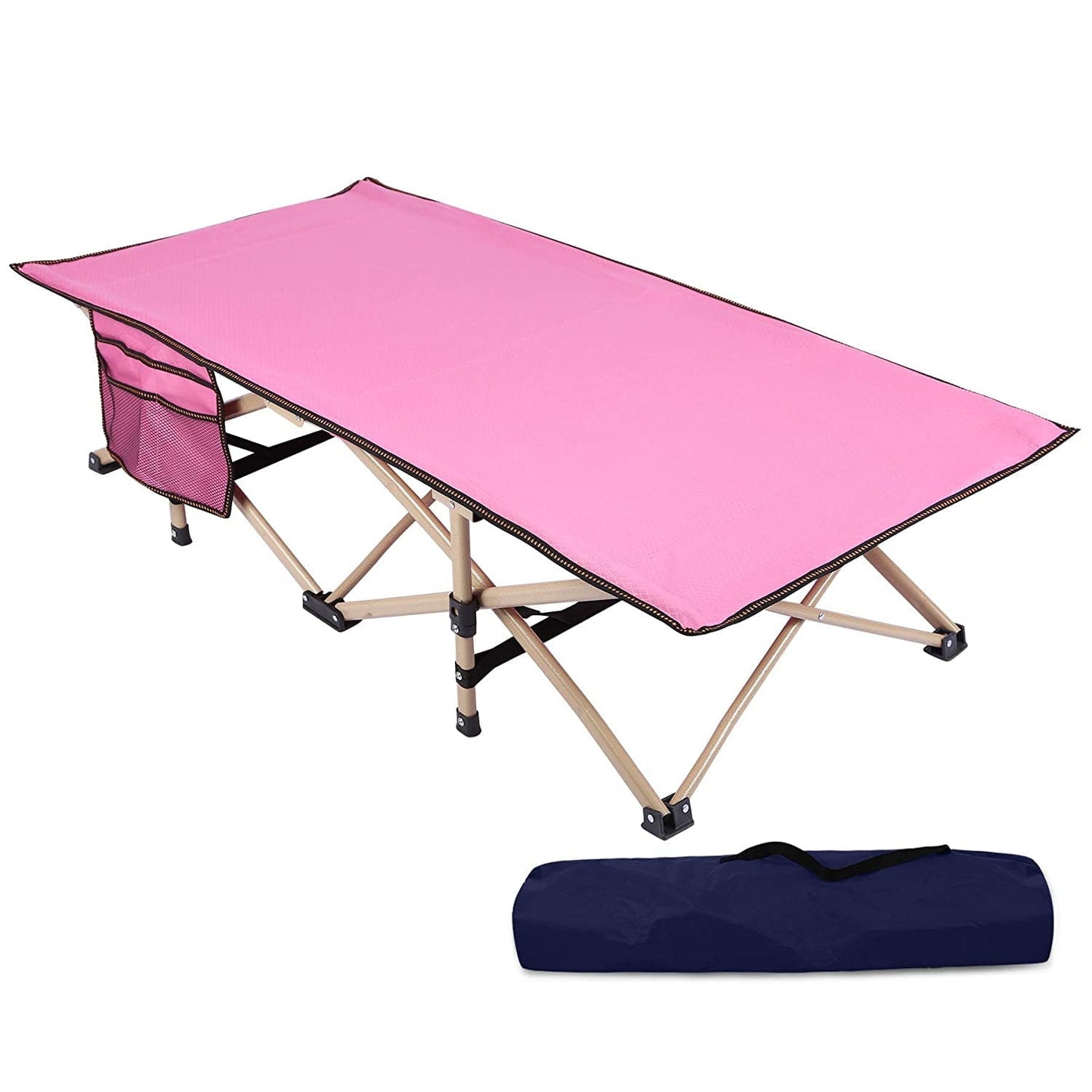 REDCAMP 2 Pack Folding Kid Cot for Sleeping, Toddler Cot Portable Bed Child Travel Cot for Camping, Pink 53'