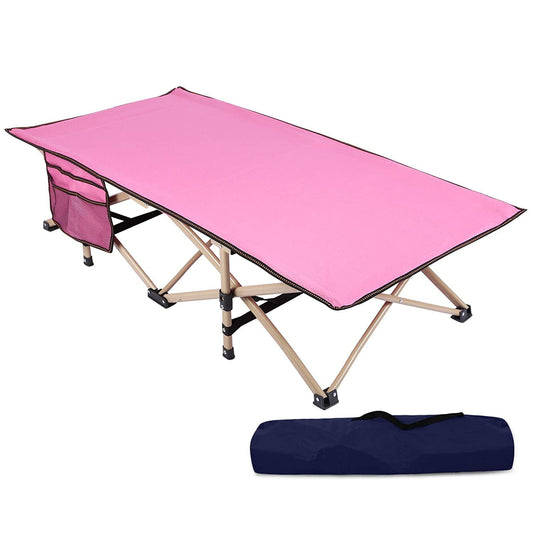 REDCAMP 2 Pack Folding Kid Cot for Sleeping, Toddler Cot Portable Bed Child Travel Cot for Camping, Pink 53'