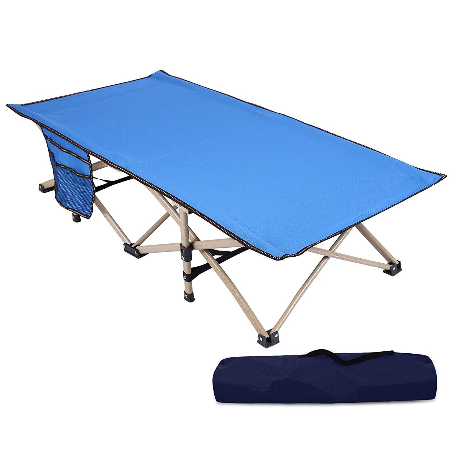 REDCAMP 2 Pack Folding Kids Cot for Sleeping, Portable Toddler Cot Bed Child Travel Cot for Camping, Blue 53'