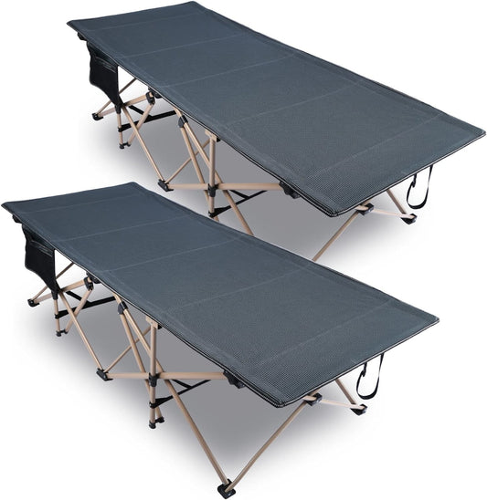 REDCAMP 2 Pack Oversized Folding Camping Cots for Adults 500lbs, Double Layer Oxford Heavy Duty Extra Wide Large Sleeping Cots£¬Grey