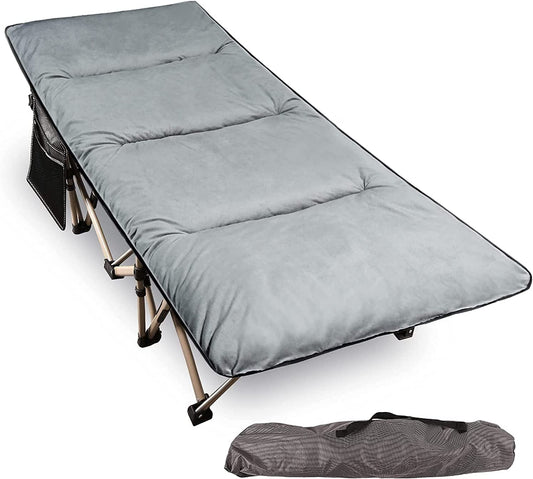 REDCAMP Folding Camping Cots with Cot Pads for Adults 500lbs, Double Layer Oxford Heavy Duty Wide Sleeping Cots for Camp Office Use, Grey