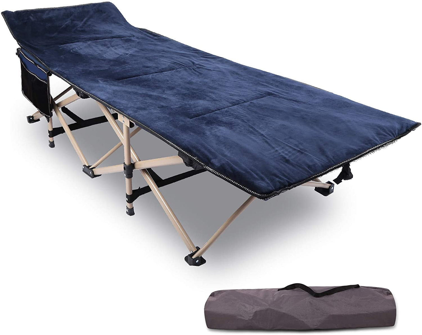 REDCAMP Folding Camping Cots with Pad for Adults, Portable Heavy Duty Sleeping Cots Bed with Carry Bag for Outdoor Office Home, Blue