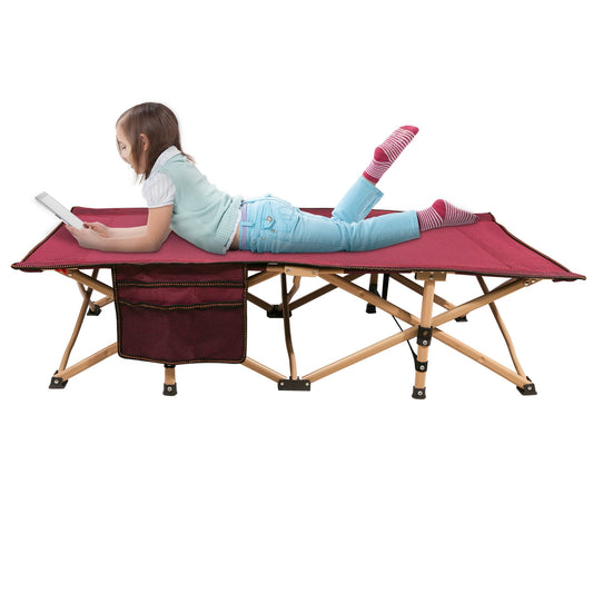 REDCAMP Folding Kids Cot for Sleeping, Toddler Cot Portable Bed Child Travel Cot for Camping, Red 53'