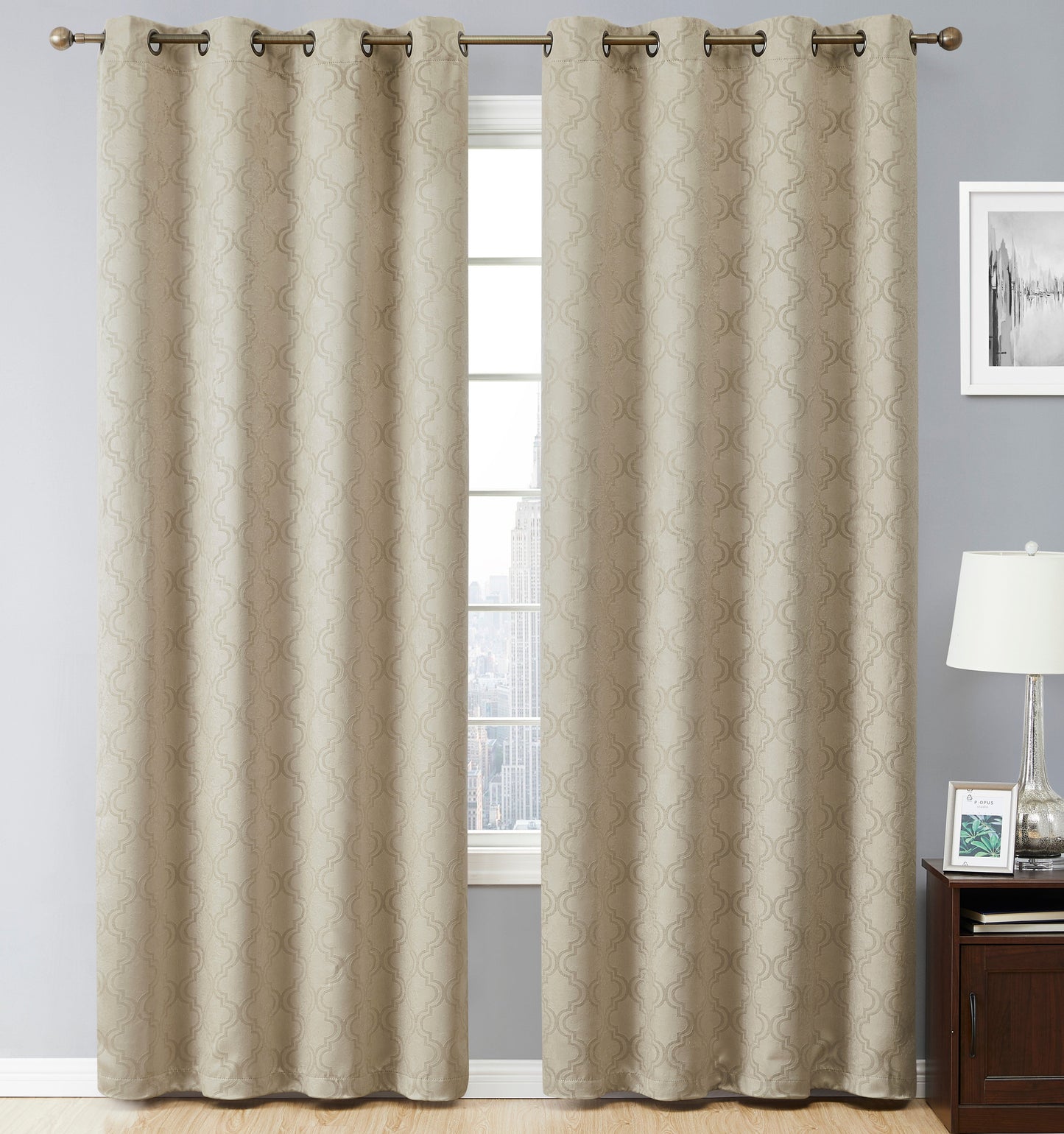 Redmont Lattice Room Darkening Grommet Curtain Panels