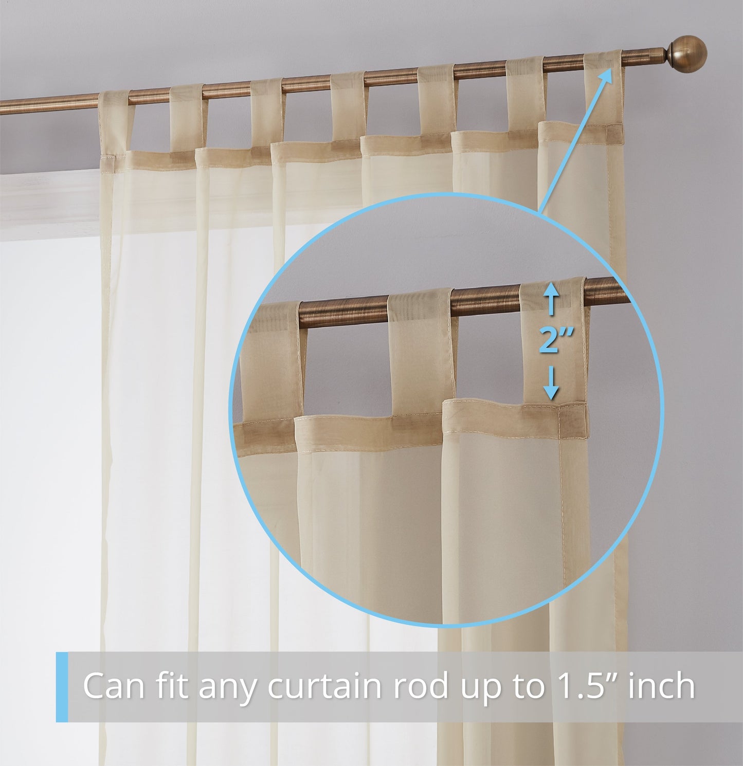 Lucento Sheer Tab Top Curtain Panels